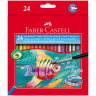 Карандаши акварельные 24цв., шестигранные Faber-Castell + кисть [114425] 1