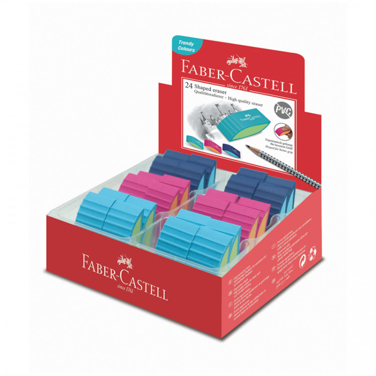 Ластик винил Faber-Castell "PVC-free" 50х22х13мм, скошенный, ассорти [183049]