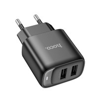 СЗУ (Вх. AC 100-240V, 2xUSB-A, 2.1A) hoco C141A Black