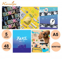 Комплект тетрадей ( 5шт) 48л. А5 клетка BG "Super Mix-40" эконом [Mix-3_10403]