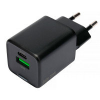 СЗУ QC4.0 (Вх. AC 100-240V, PD 20W, 1xUSB-C + 1xUSB-A, GaN) Cablexpert MP3A-PC-62 Black