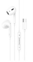 Наушники с микрофоном проводные Type-C (USB-C)  BOROFONE BM30 "Max Acoustic" White (шнур 1.2м)