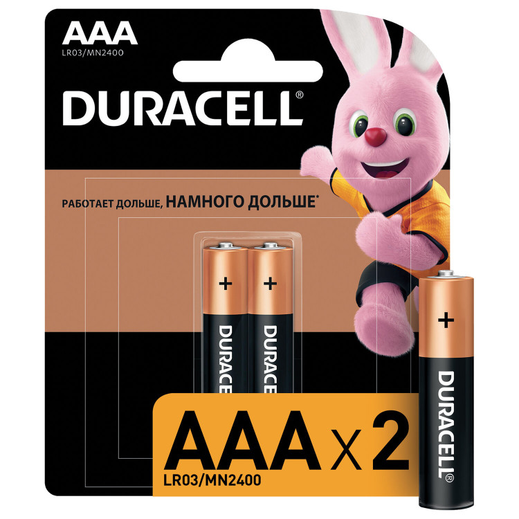Батарейки [ AAA / LR03 ] (1.5V, щелочные, 2шт)  Duracell "SIMPLY" оригинал