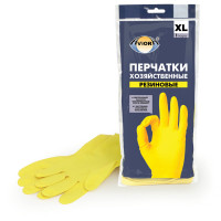 Перчатки латексные хозяйственные, р-р XL, х/б напыление  AVIORA [402-569]