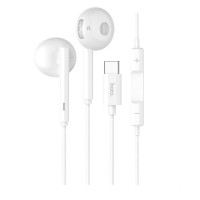 Наушники с микрофоном проводные Type-C (USB-C)  hoco L10 "Acoustic" White (шнур 1.2м)