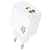 СЗУ QC3.0 (Вх. AC 100-240V, PD 30W, 1xUSB-A + 1xUSB-C) hoco CS55A White