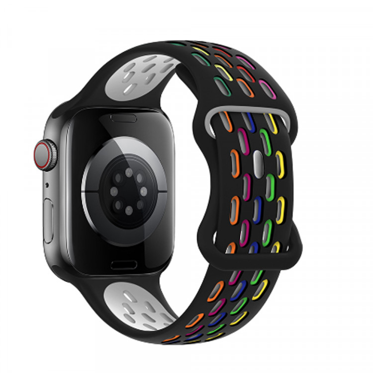 Ремешок для Apple Watch 38/40/41мм, силикон  hoco WA19 Black + Pattern