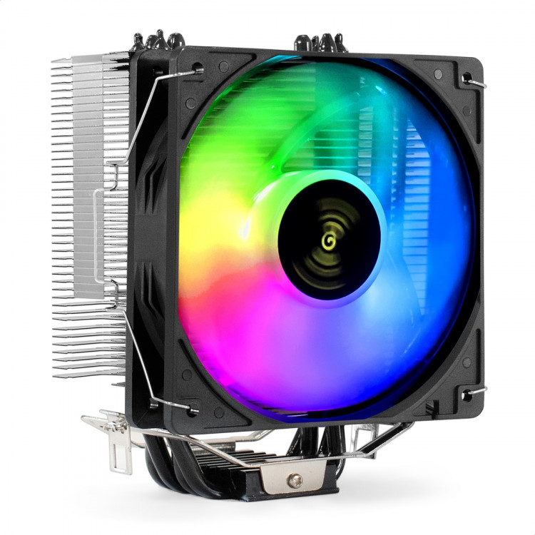 Охладитель CPU ExeGate Dark Magic EE400XL-PWM.ARGB (LGA115x/LGA1200/LGA1700/AM4/AM5, 4пин, Al+4т.т.)