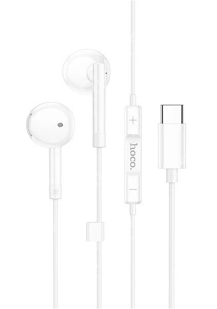 Наушники с микрофоном проводные Type-C (USB-C)  hoco M95 White (шнур 1.2м)