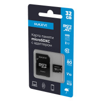 Карта памяти microSD  32Gb Сlass 10 UHS-I до 80Mb/s + SD-адаптер MAXVI