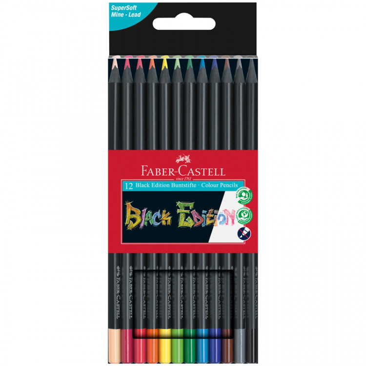 Карандаши 12цв., трехгранные, заточенные  Faber-Castell "Black Edition" [116412]