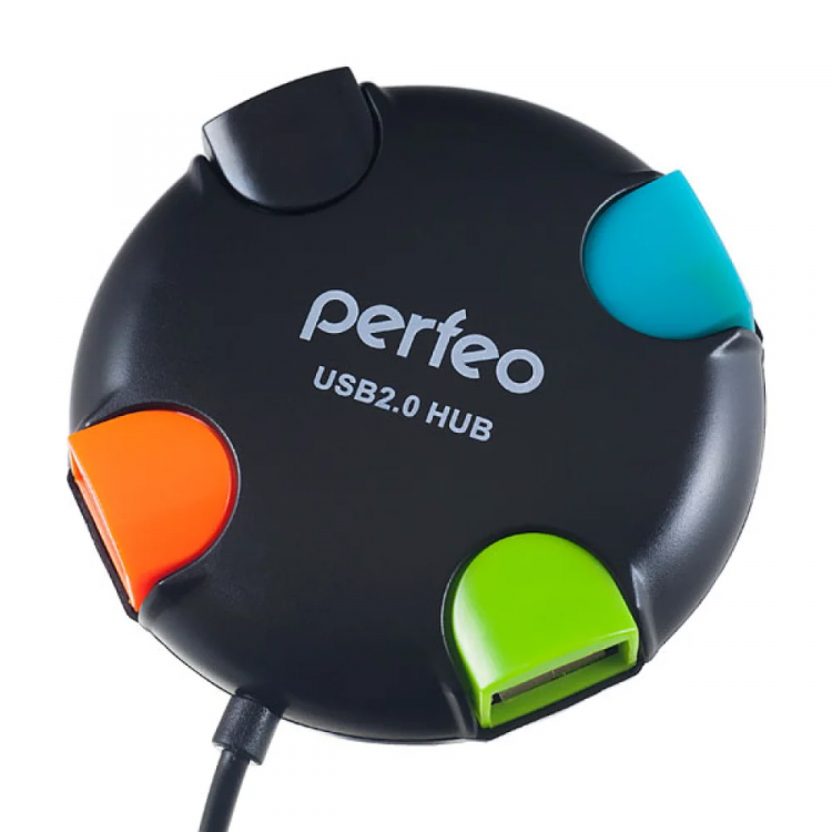 Разветвитель USB 2.0 пассивный 1 порт -> 4 порта  Perfeo [PF-VI-H020 Black]