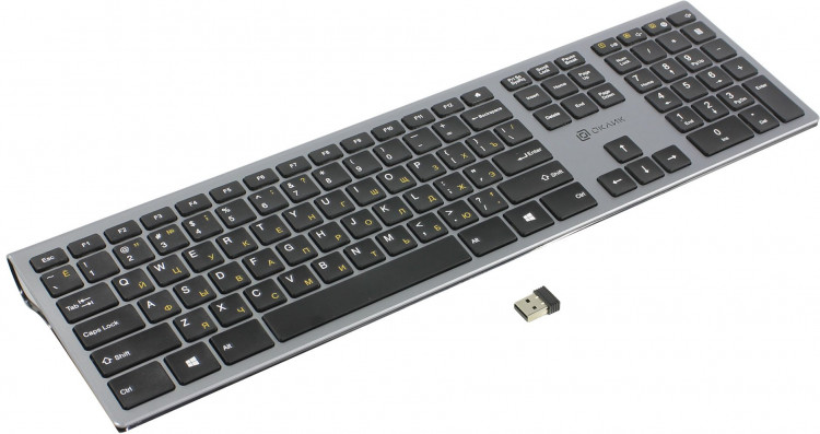 Клавиатура беспроводная Oklick 890S Grey (USB FM, 109Кл) [1196549]