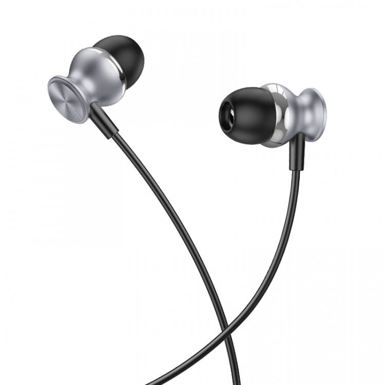 Наушники с микрофоном hoco M106 Metal Gray (Jack 3.5mm 4pin, шнур 1.2м)