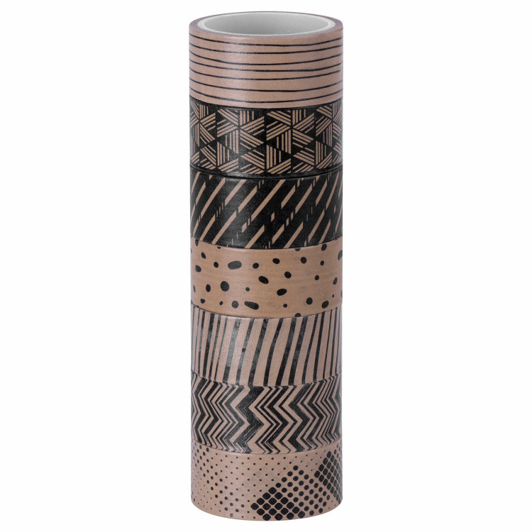 Клейкая WASHI-лента ( 1шт) 15мм x 3м рисовая бумага Остров Сокровищ "Кофейные цвета" ассорти [661706]