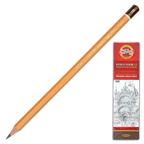 Карандаш ч/г 7B, заточенный, б/л Koh-I-Noor "1500" [150007B01170RU]