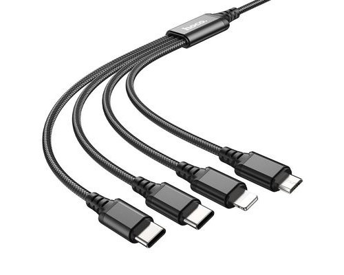 hoco x76 4in1 001 Кабель USB 2.0 A --> 4 в 1 : Apple Lightning, 2xType-C, micro-USB (1.0м, 2.0A) HOCO X76 Super