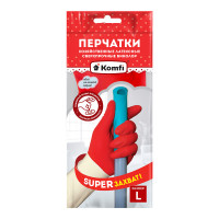 Перчатки хозяйственные, латексные сверхпрочные, размер L  Komfi [BICOIRA3]