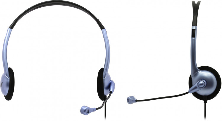 Наушники с микрофоном Genius HS-02B Blue (2 x jack 3.5мм, шнур 1.8м)