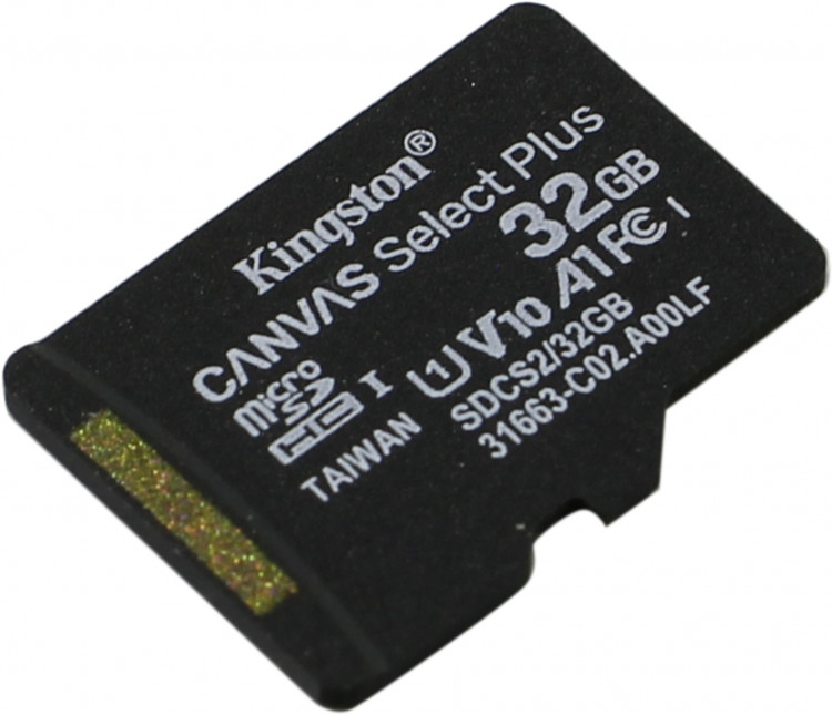 Карта памяти microSD  32Gb UHS-I U1 A1 до 100Mb/s  Kingston Canvas Select Plus [SDCS2/32GBSP]