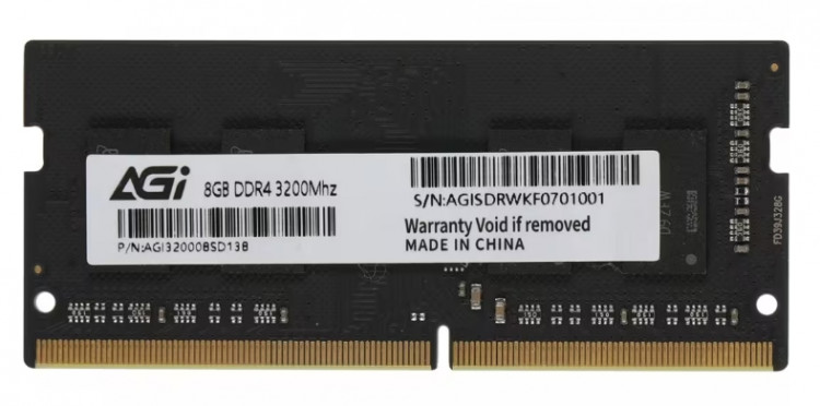 Память DDR4 SO-DIMM  8Gb (PC4-25600 3200MHz) CL22  AGi [AGI320008SD138]