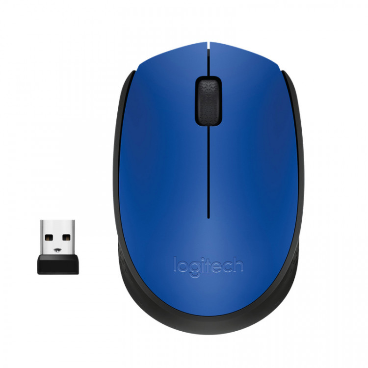 Мышь беспроводная Logitech M171 Black-Blue (USB, 3кн+Roll) [910-004640]