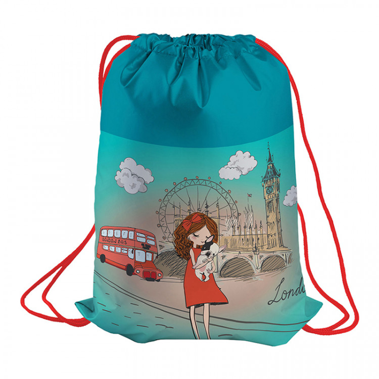 Мешок для обуви 1 отд. 49х41см Berlingo "Girl in London" с вентиляцией [MS09224]