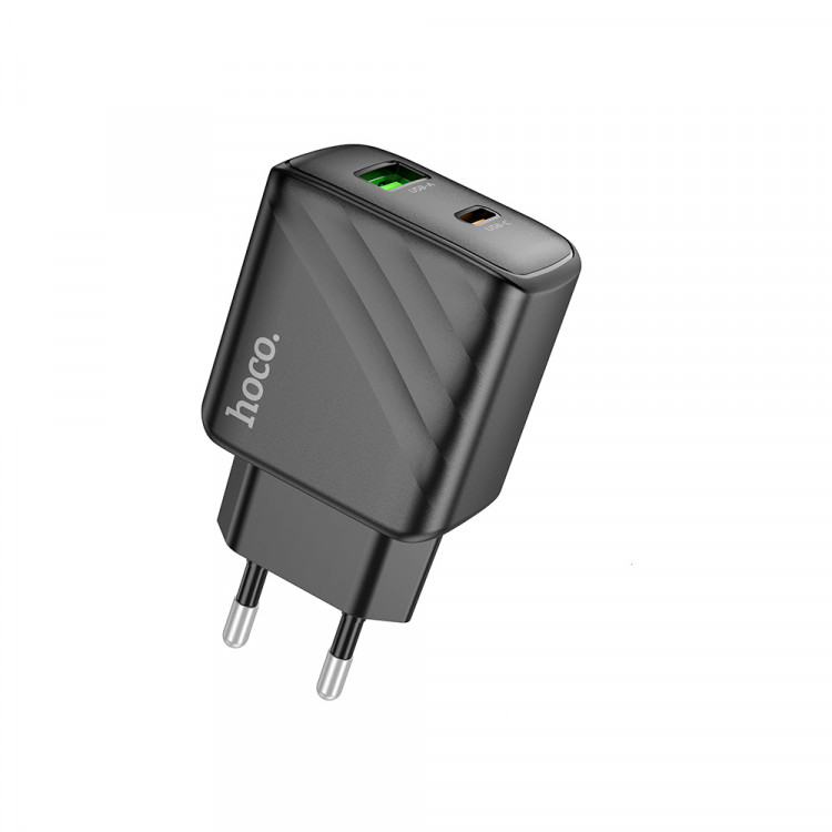 СЗУ QC3.0 (Вх. AC 100-240V, PD 30W, 1xUSB-A + 1xUSB-C)  hoco CS23A Black