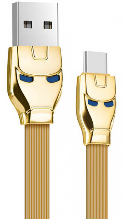 Кабель USB 2.0 A --> Type-C (1.2м, 2.4A)  hoco U14 "Steel Man" Gold