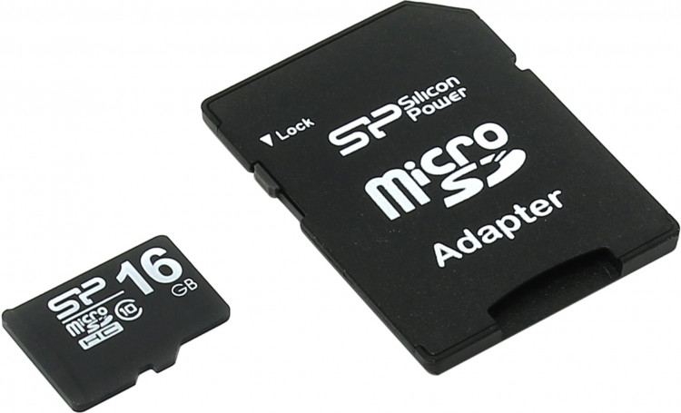 Карта памяти microSD  16Gb Сlass 10 UHS-I U1 до 40Mb/s + адаптер SD  Silicon Power [SP016GBSTH010V10SP]