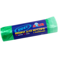 Мешки д/мусора  35л в рулоне, 56x50см (20шт) 13 мкм YORK "Люкс" с завязками, зеленые [902020]