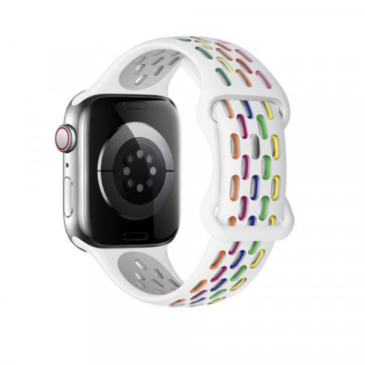 Ремешок для Apple Watch 42/44/45/49мм, силикон  hoco WA19 White + Pattern