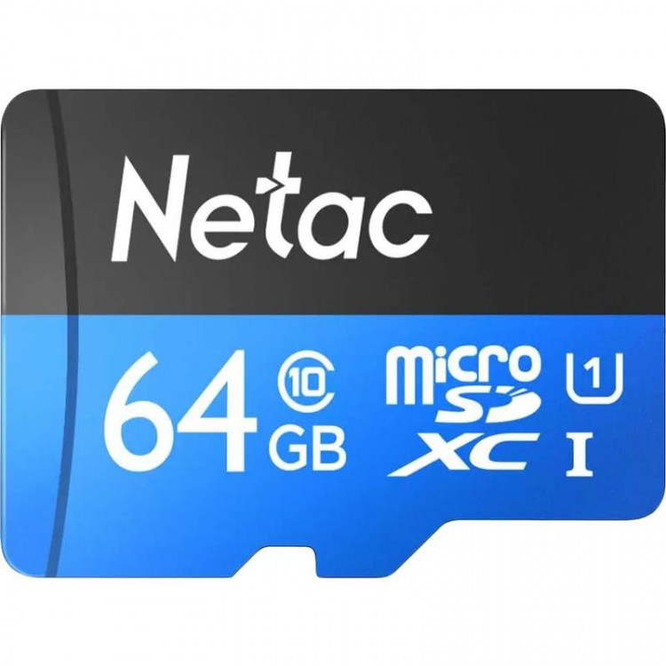 Карта памяти microSD  64Gb UHS-I U1 до 90Mb/s  Netac P500 [NT02P500STN-064G-S]