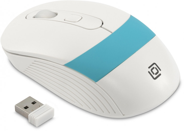 Мышь беспроводная Oklick 310MW White-Blue (USB, 4кн+Roll) [1869094]