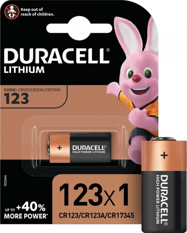 Батарейка [ CR123A ] (3V, литиевая)  Duracell "ULTRA" [DL123A]