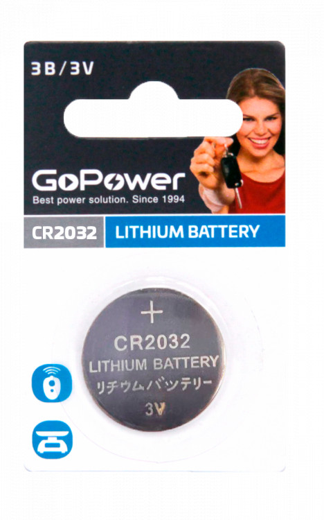 Батарейка [CR2032] (3V, литиевая)  GoPower