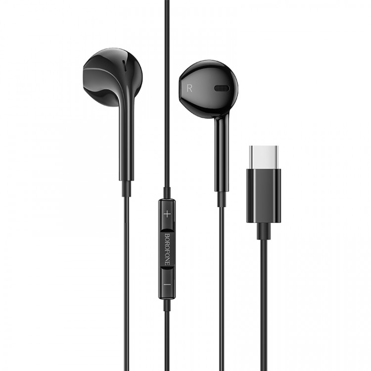 Наушники с микрофоном проводные Type-C (USB-C)  BOROFONE BM60 Black (шнур 1.2м)