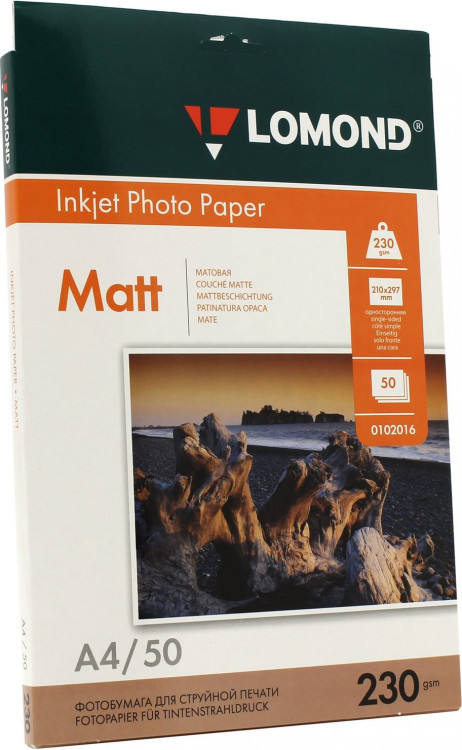 Фотобумага A4 матовая (230г/м²,  50л) Lomond InkJet [0102016]