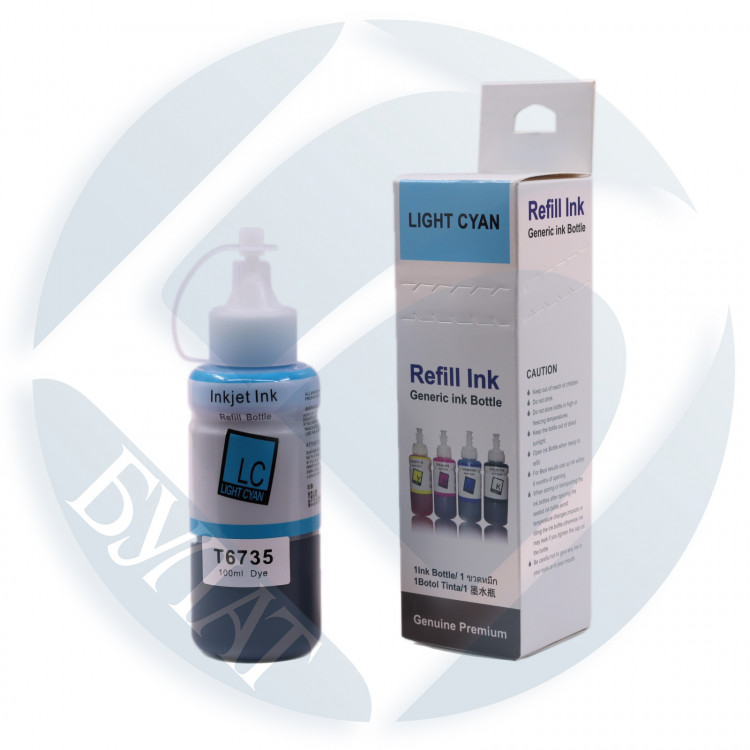 Чернила [T6735 Light Cyan] водные для Epson L800, L805,L8050, L1800, L1805, L18050 (100мл) Premium ink