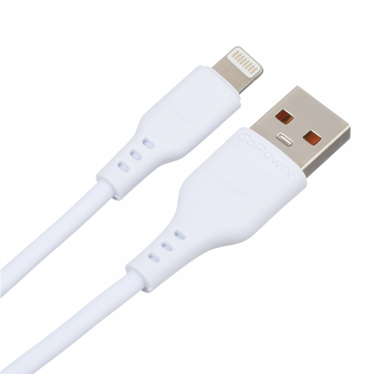 Кабель USB 2.0 A --> Apple Lightning 8pin (1.0м, 2.4A)  GoPower GP01L White