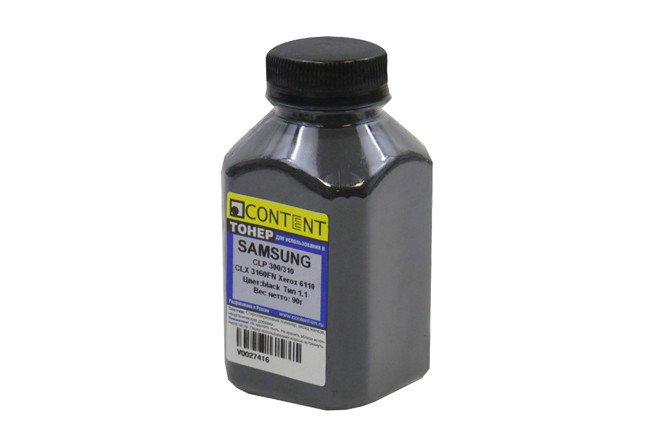 Тонер для заправки к-жей Samsung CLP-K300A, CLT-K409S, CLT-K407S, CLT-K406S; Xerox 106R01274 (Black, 90г) Content тип 1.1