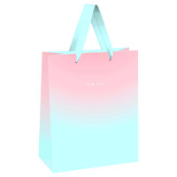 Пакет подарочный бумажный 32x26x12см MESHU "Mint-Pink gradient" фольга, ламинация мат. [MS_51955]