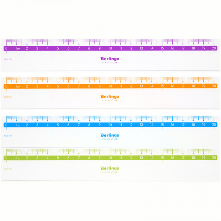 Линейка пластиковая 20см Berlingo "Color Zone" прозрачная [PR_30120]