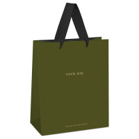 Пакет подарочный бумажный 32x26x12см MESHU "Olive tone" фольга, выб. лак, мат. ламинация [MS_45824]